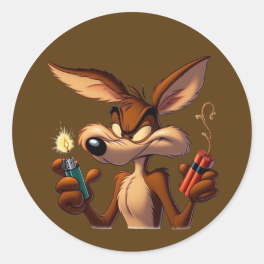 Sticker Rond Mischievous Cartoon Coyote (Devant)