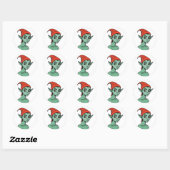 Sticker Rond Mischievous Green Elf / Goblin Cartoon Character (Feuille)