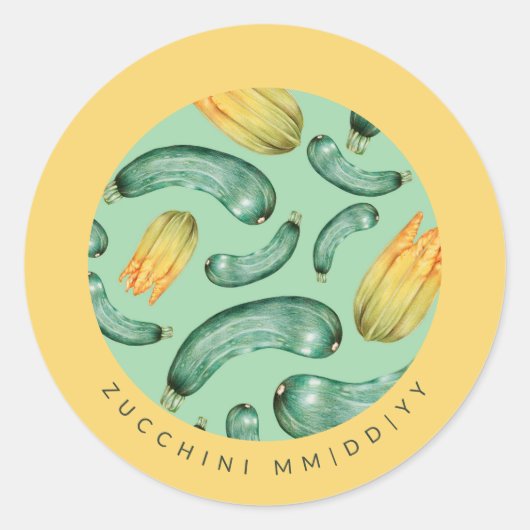 Sticker Rond Mise en conserve | Date | Courgette (Devant)