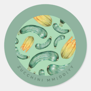 Sticker Rond Mise en conserve Date Courgette