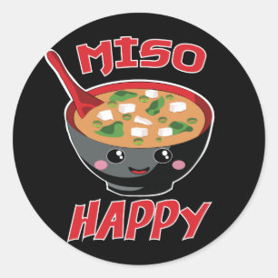 Sticker Rond Miso Happy Funny Food Kawaii