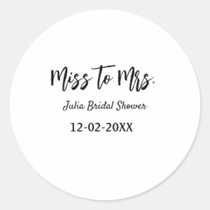 Sticker Rond Miss à Mrs enterrement de vie de jeune fille éléga
