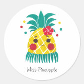Sticker Rond Miss Hawaiian Pineapple (Devant)
