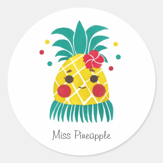 Sticker Rond Miss Hawaiian Pineapple (Devant)