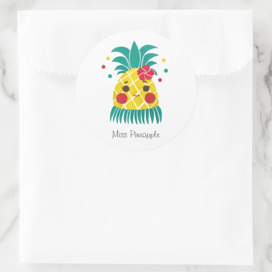 Sticker Rond Miss Hawaiian Pineapple (Sac)
