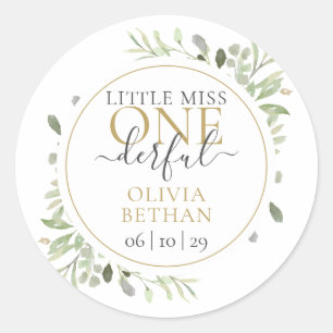 Sticker Rond Miss M. ONEderful Boy Premier anniversaire