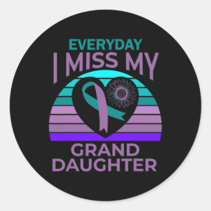 Sticker Rond Miss Ma Petite-Fille Coeur Suicide Sensibilisation