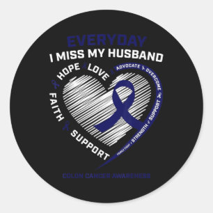 Sticker Rond Miss Mon Mari Aimant Mémoire Mari Cancer du côlon