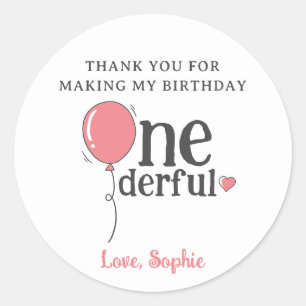 Sticker Rond Miss Onederday Balloon Merci