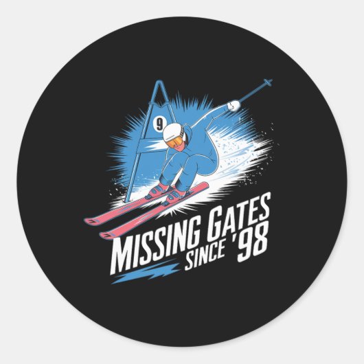 Sticker Rond Missing Gates Since 98 Alpine Skiing (Devant)