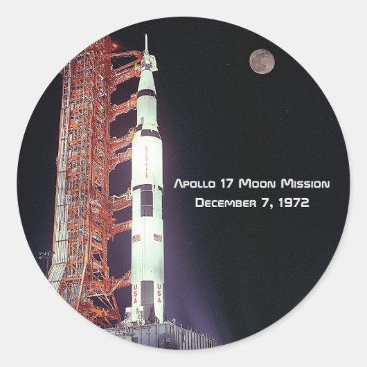 Sticker Rond Mission Apollo 17 Moon (Devant)