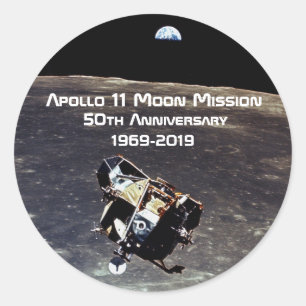 Sticker Rond Mission historique Apollo 11 Moon 50e anniversaire