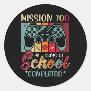Sticker Rond Mission Rétro 100 Jours D'École Terminé Vidéo G