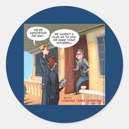Sticker Rond Missionnaires agnostiques drôle (Devant)