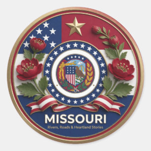 Sticker Rond Missouri, l'État du patrimoine Show Me ✦