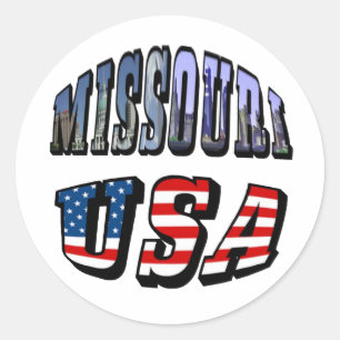 Sticker Rond Missouri Picture et USA Text
