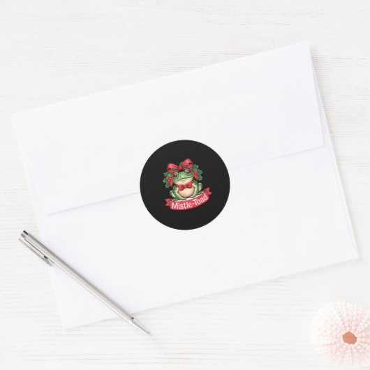 Sticker Rond Mistle-toad Funny Christmas Toad Pun  (Enveloppe)