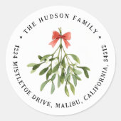 Sticker Rond Mistletoe Christmas Holiday Adresse de retour (Devant)