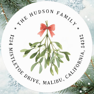 Sticker Rond Mistletoe Christmas Holiday Adresse de retour