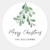Sticker Rond Mistletoe de Noël Joyeux Personnalisé (Devant)