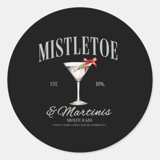 Sticker Rond Mistletoe Et Martinis Tail Christmas Espresso Mar (Devant)