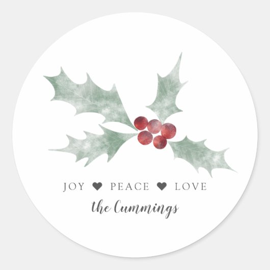 Sticker Rond Mistletoe Joy Peace Love Noël (Devant)