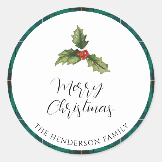 Sticker Rond Mistletoe Plaid Tartan Adresse de retour (Devant)