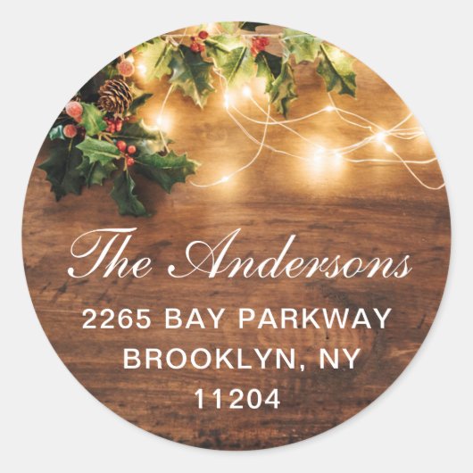 Sticker Rond Mistletoe Rustique Adresse de retour de Noël (Devant)