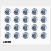 Sticker Rond Misty Reflections | Dusty Blue Swan Lake Mariage (Feuille)