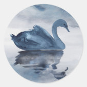 Sticker Rond Misty Reflections | Dusty Blue Swan Lake Mariage (Devant)