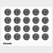 Sticker Rond Misty Rustic Bleu & Rose Or rose Glam Marbre (Feuille)