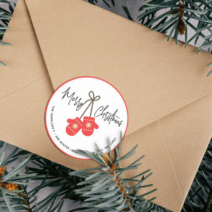 Sticker Rond Mitaines rouges de calligraphie moderne d'adresse