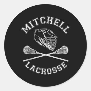 Sticker Rond Mitchell Lacrosse Vintage Perturbée Retro Lax