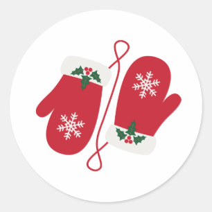 Sticker Rond Mittens de Noël