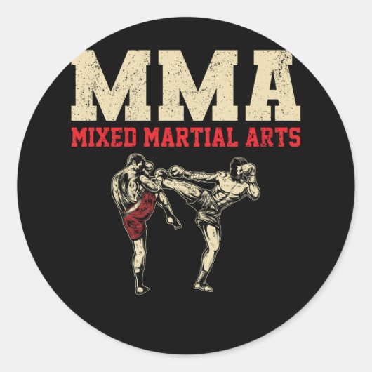 Sticker Rond Mixed martial art Kickboxing Fighter Mixed Martial (Devant)