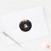 Sticker Rond Mixer Flowers Rose Gold Drips Bakery Black  (Enveloppe)