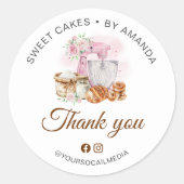 Sticker Rond Mixer rose Merci de pain de pâte (Devant)