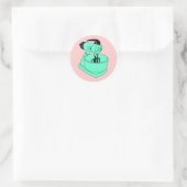 Sticker Rond Mixmaster de faisceau de soleil vert vintage (Sac)