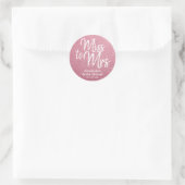 Sticker Rond Mlle à Mme Glam Blush Pink Parties scintillant Fêt (Sac)