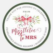 Sticker Rond Mlle à Mme Winter Mistletoe personnalisé Shower de (Devant)