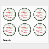 Sticker Rond Mlle à Mme Winter Mistletoe personnalisé Shower de (Feuille)