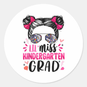 Sticker Rond Mlle Kindergarten Grad Graduation Girls Graduated 