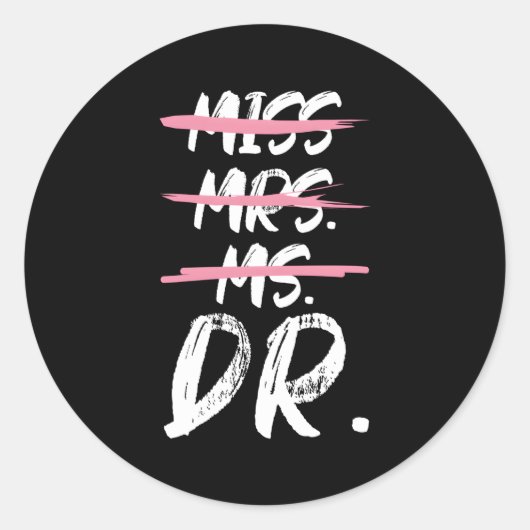 Sticker Rond Mlle Mme Mme Mme Dr Doctorat Diplôme (Devant)