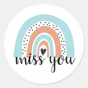 Sticker Rond Mlle You Rainbow Heart Blue Peach