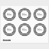 Sticker Rond Mme avec bandes noires et blanches (Feuille)