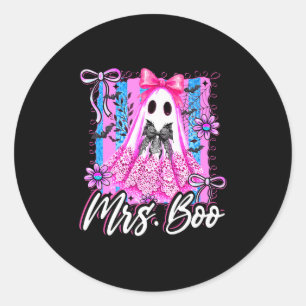 Sticker Rond Mme Boo Boujee Coquette Bow Retro Halloween Costum