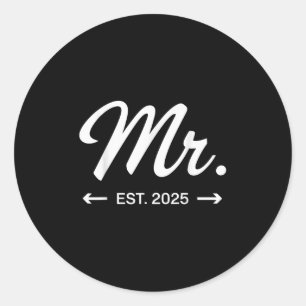 Sticker Rond Mme. Env. 2025 Tout Juste Mariés Mariage M. &