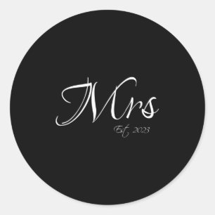 Sticker Rond Mme. Établi 2023 M. & Mme. Mariée Marié Couple