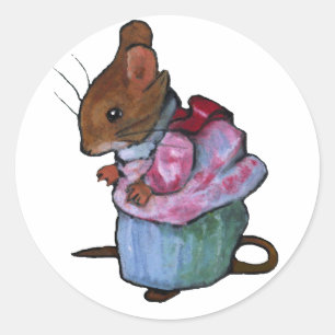 Sticker Rond Mme Tittlemouse, Après Beatrix Potter : Huile Past