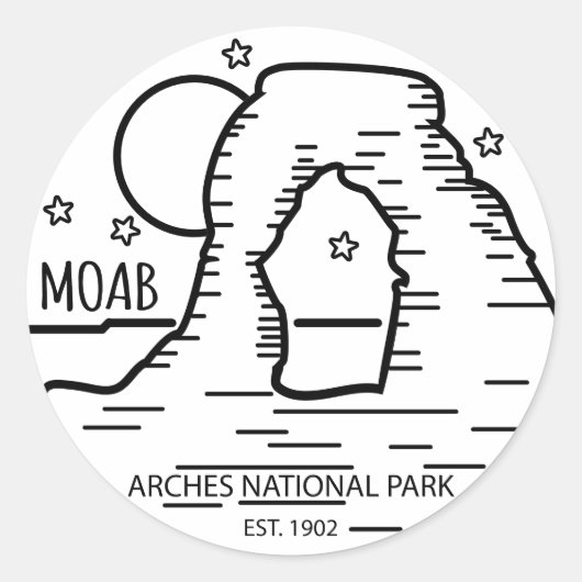Sticker Rond Moab Arches National Park Utah Delicate Arch Retro (Devant)